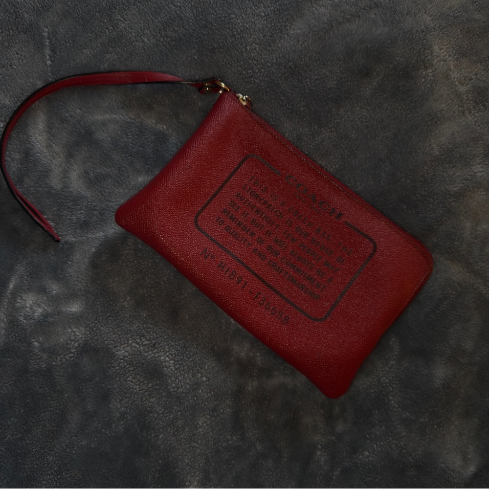 Red Coach Wristlet Pouch